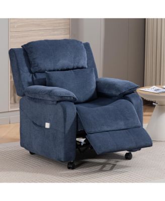 Power Recliner Chair with Chenille Upholstery and Lumbar Pillow