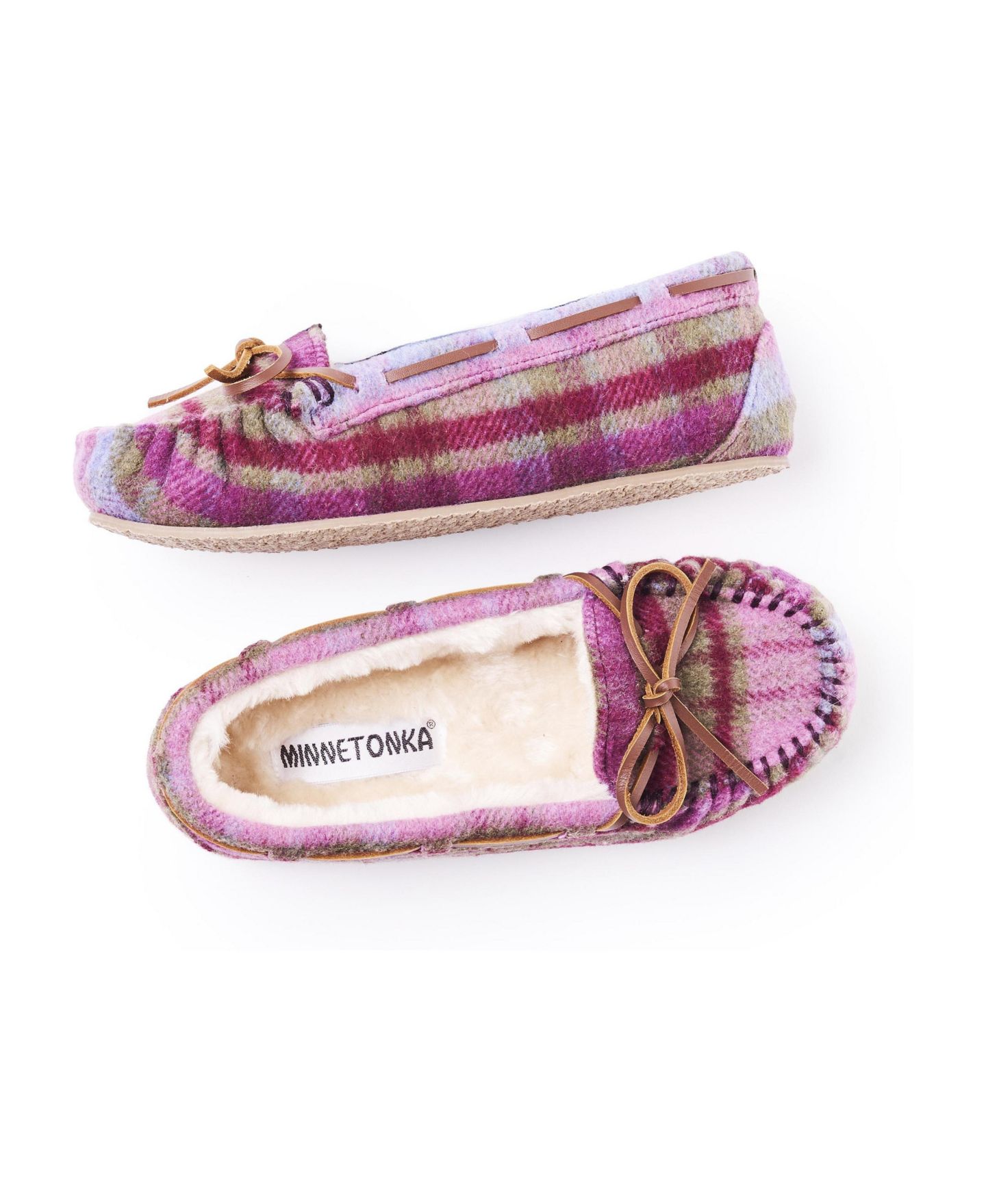 Женские тапочки Minnetonka Cally Plaid Slippers, цвет: Фиолетовый клетчатый — фото 2