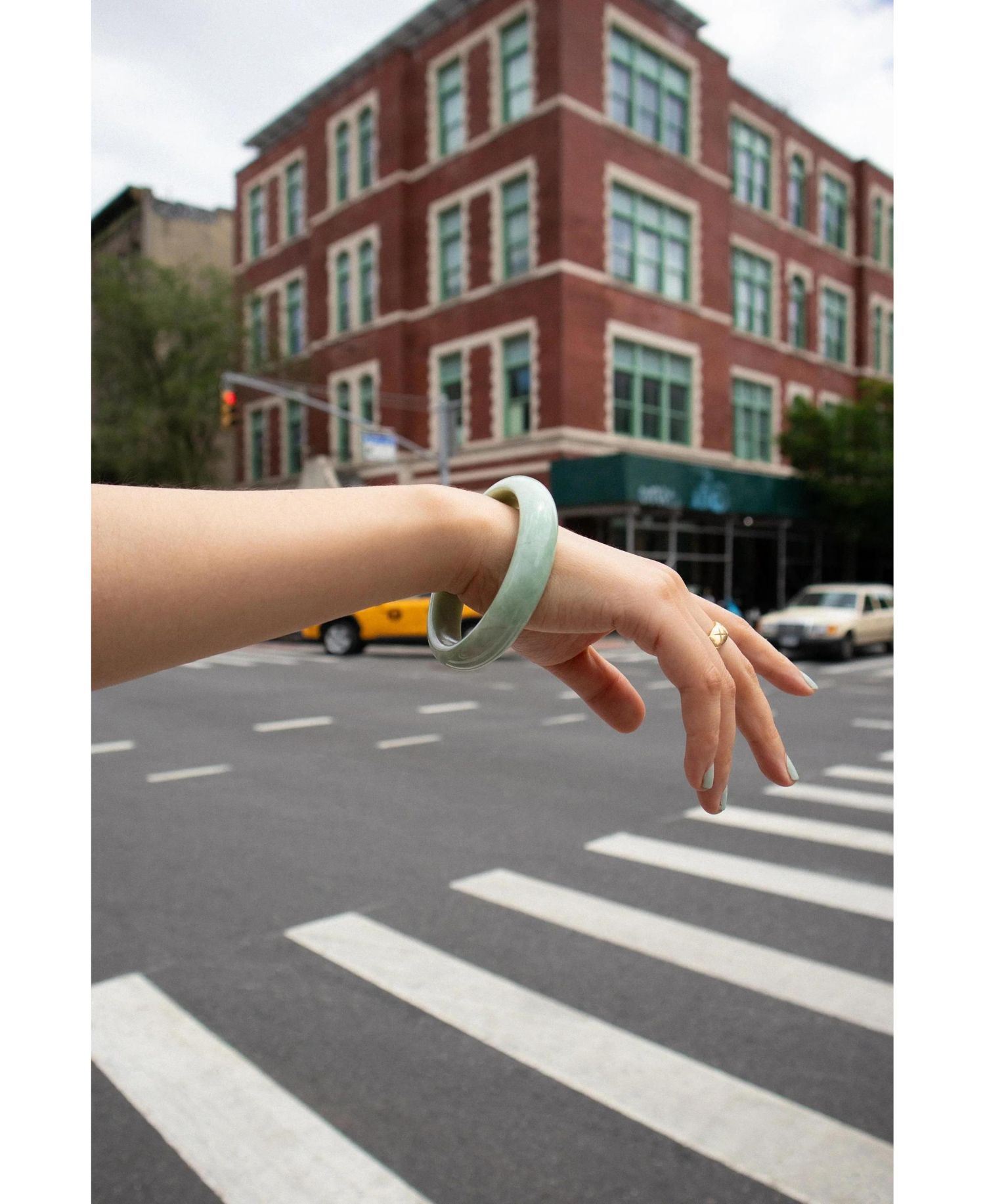Tennis Opaque Jade-Green Gemstone Bangle