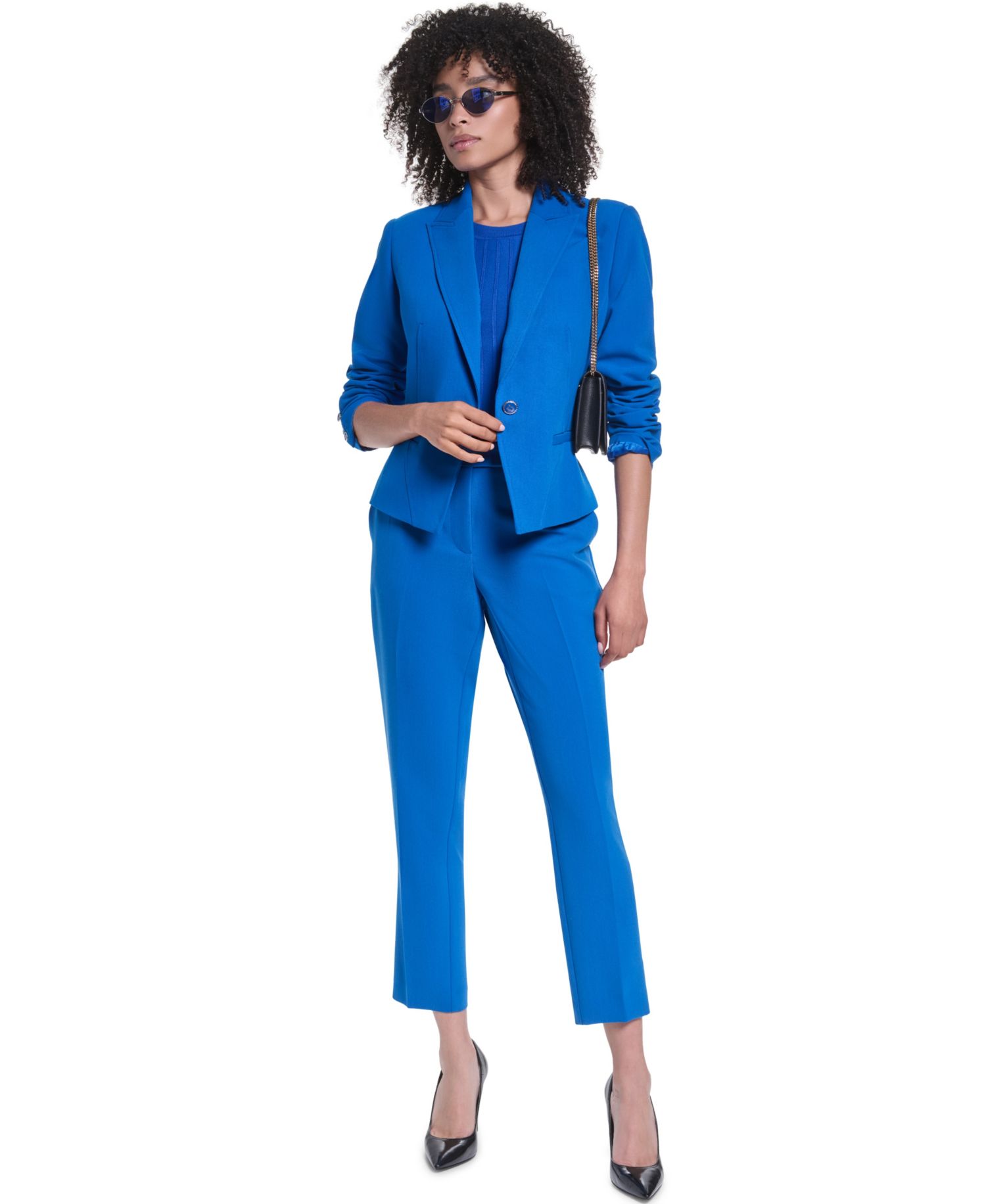 Women's V-Neck Cropped Tailored Blazer