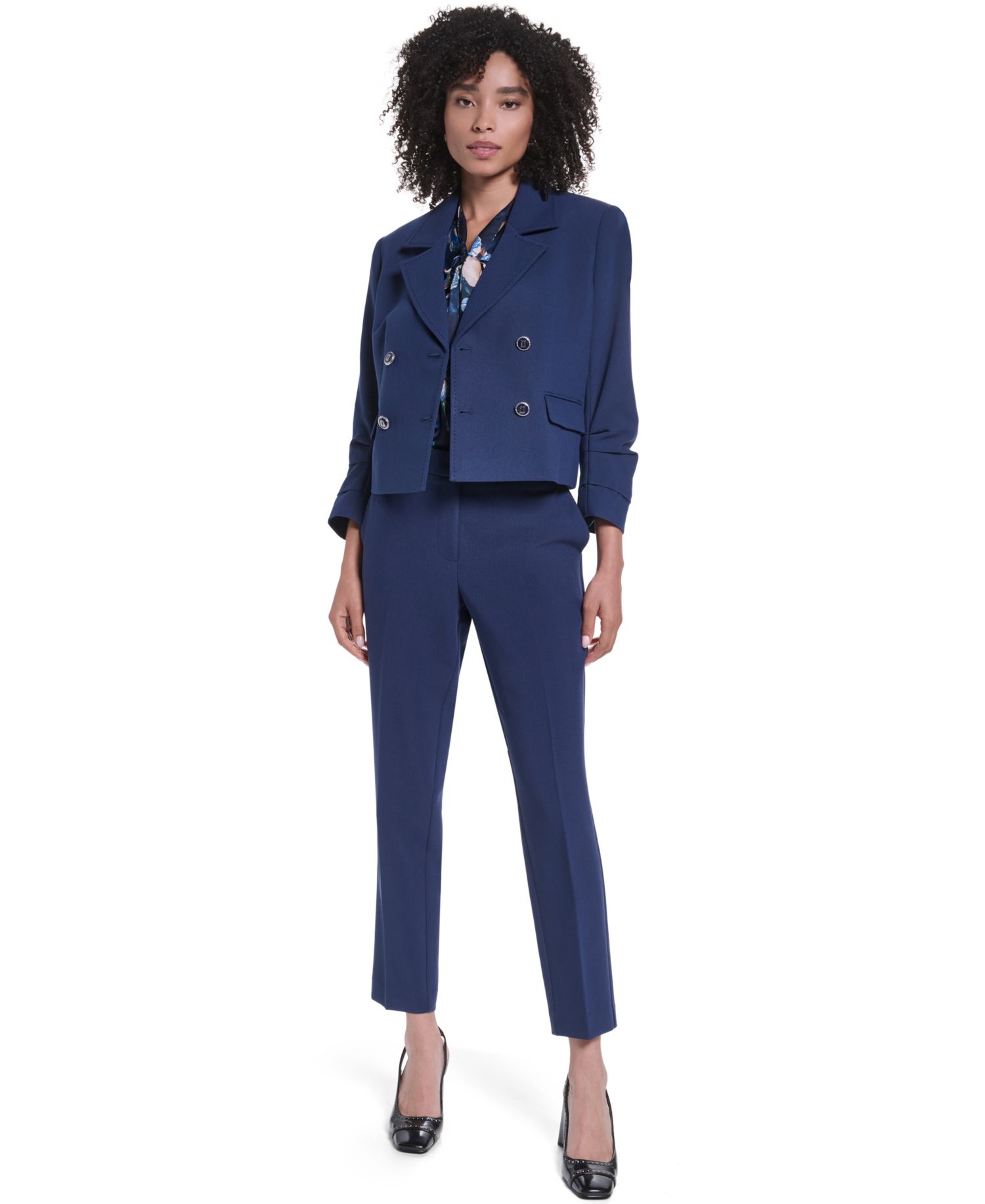 Women's Cropped Two-Button Blazer