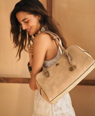 Lauren Ralph Lauren Marcy Large Suede Zip Satchel Bag - Macy's