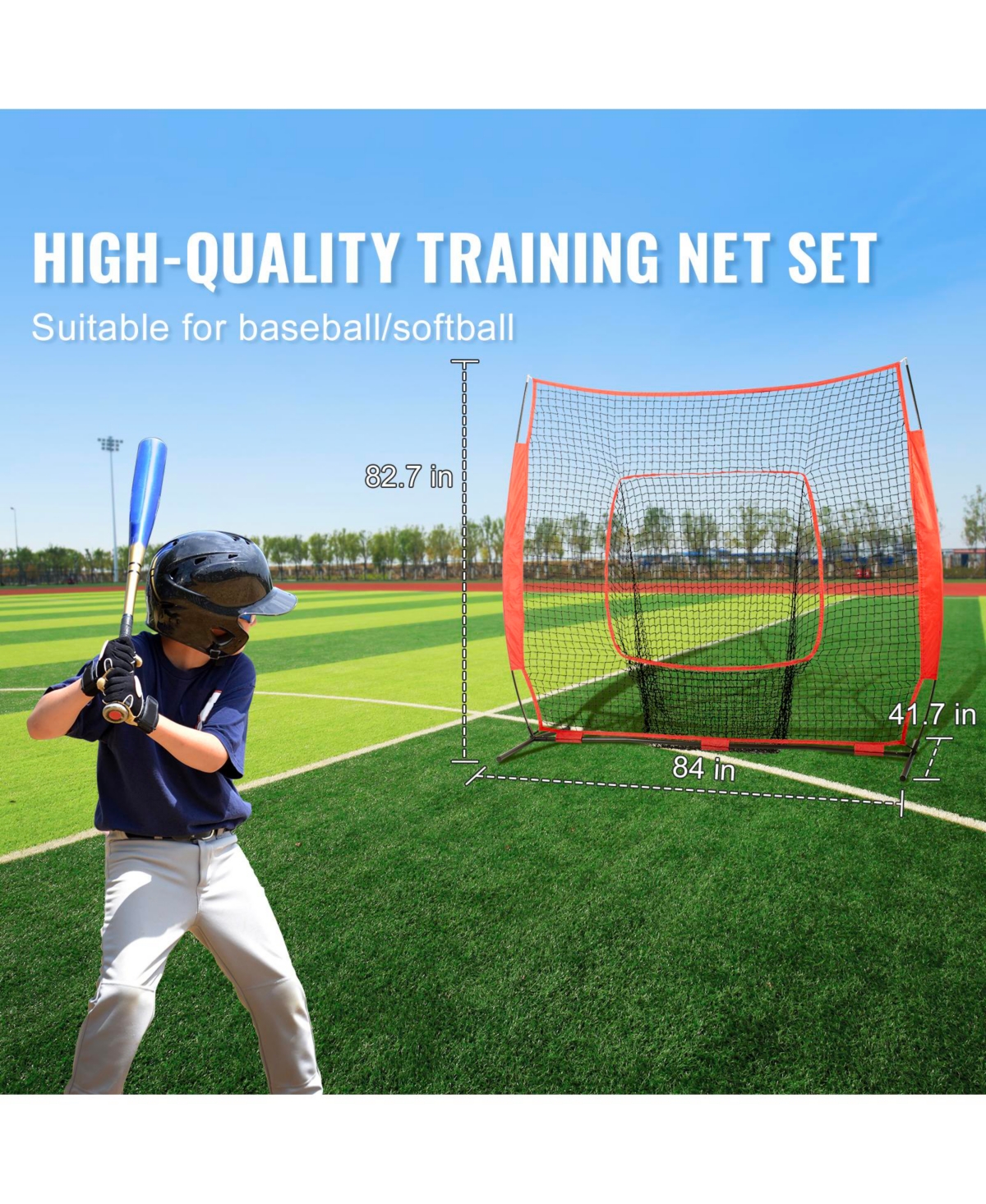 Vevor 7x7 ft Baseball Softball Practice Net Hitting Batting Training Carry Bag
