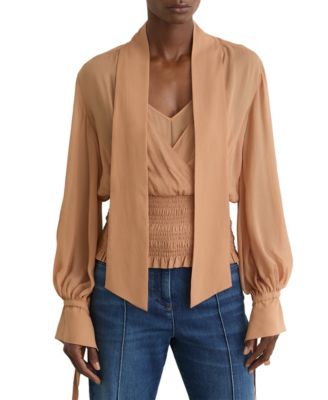 Women's Phoebe Long-Sleeve Sheer Tie-Neck Blouse