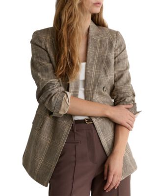 Petite Sybil Double-Breasted Plaid Blazer