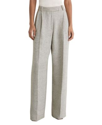 Petite Ezra High-Rise Herringbone Linen-Blend Straight-Leg Suit Pants