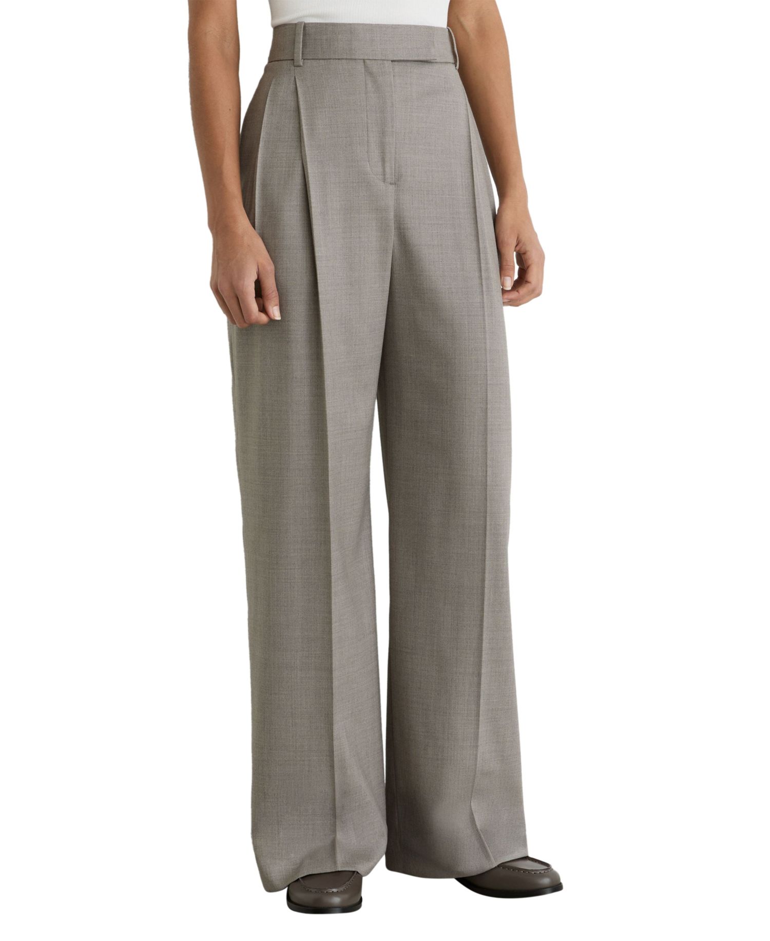 Women's Darcy Wool-Blend Wide-Leg Pleated Trousers