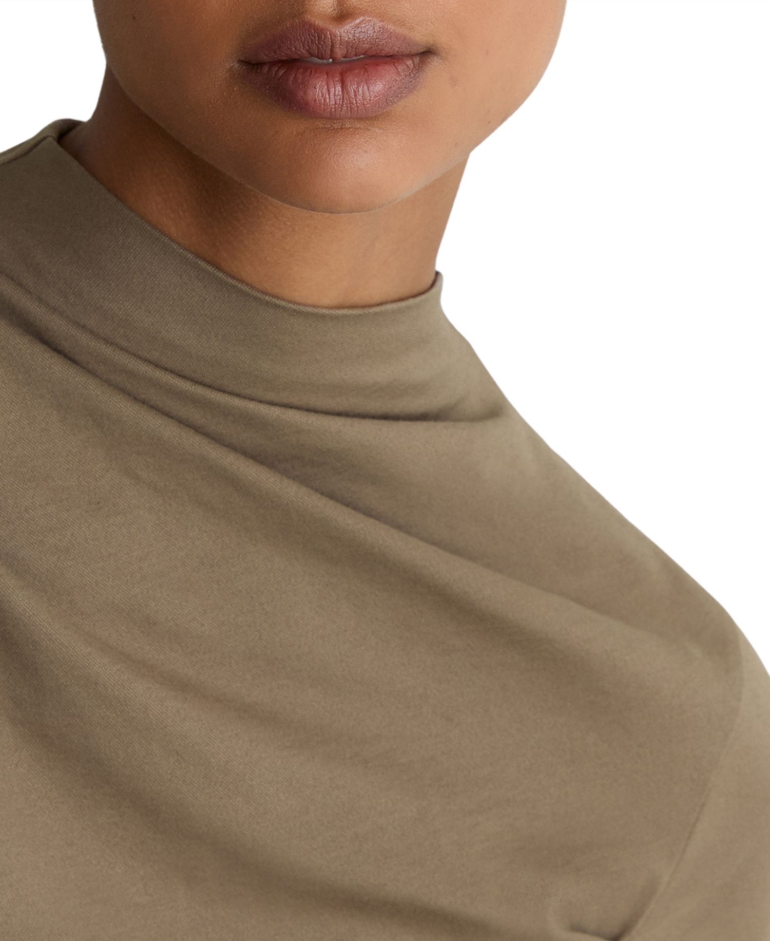 Women's Tulia High-Neck Draped Short-Sleeve Top