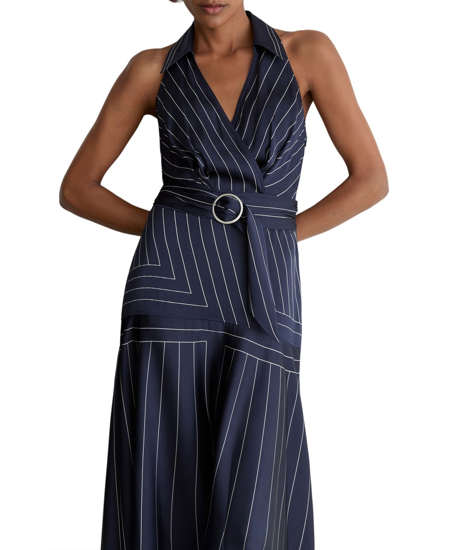 Women's Casey Striped Fit & Flare Collared Midi Dress