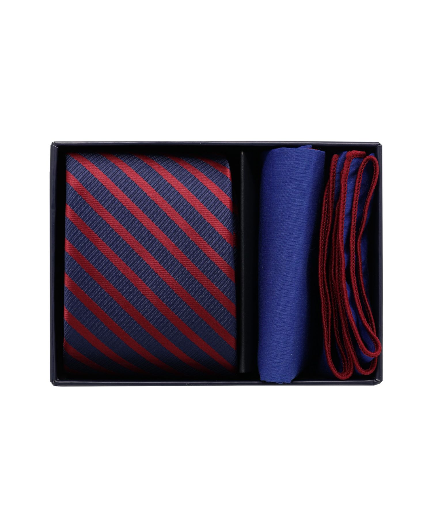 Men's 2-Piece Stripe Tie and Pocket Square Half Box Set