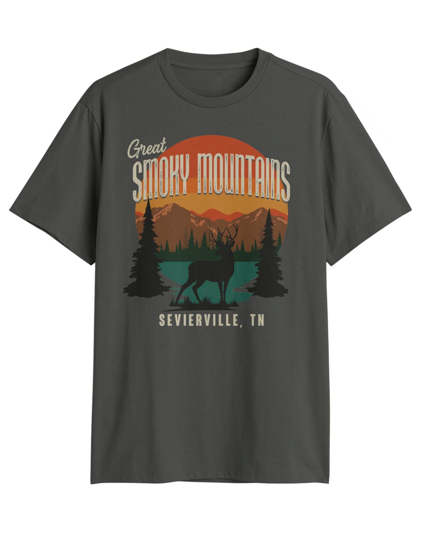 Мужская футболка Fifth Sun Generic Smoky Mtn Deer, цвет: Угольный — фото 1