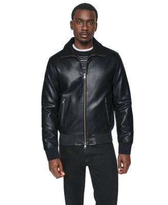 Men's Faux Leather Bomber Jacket