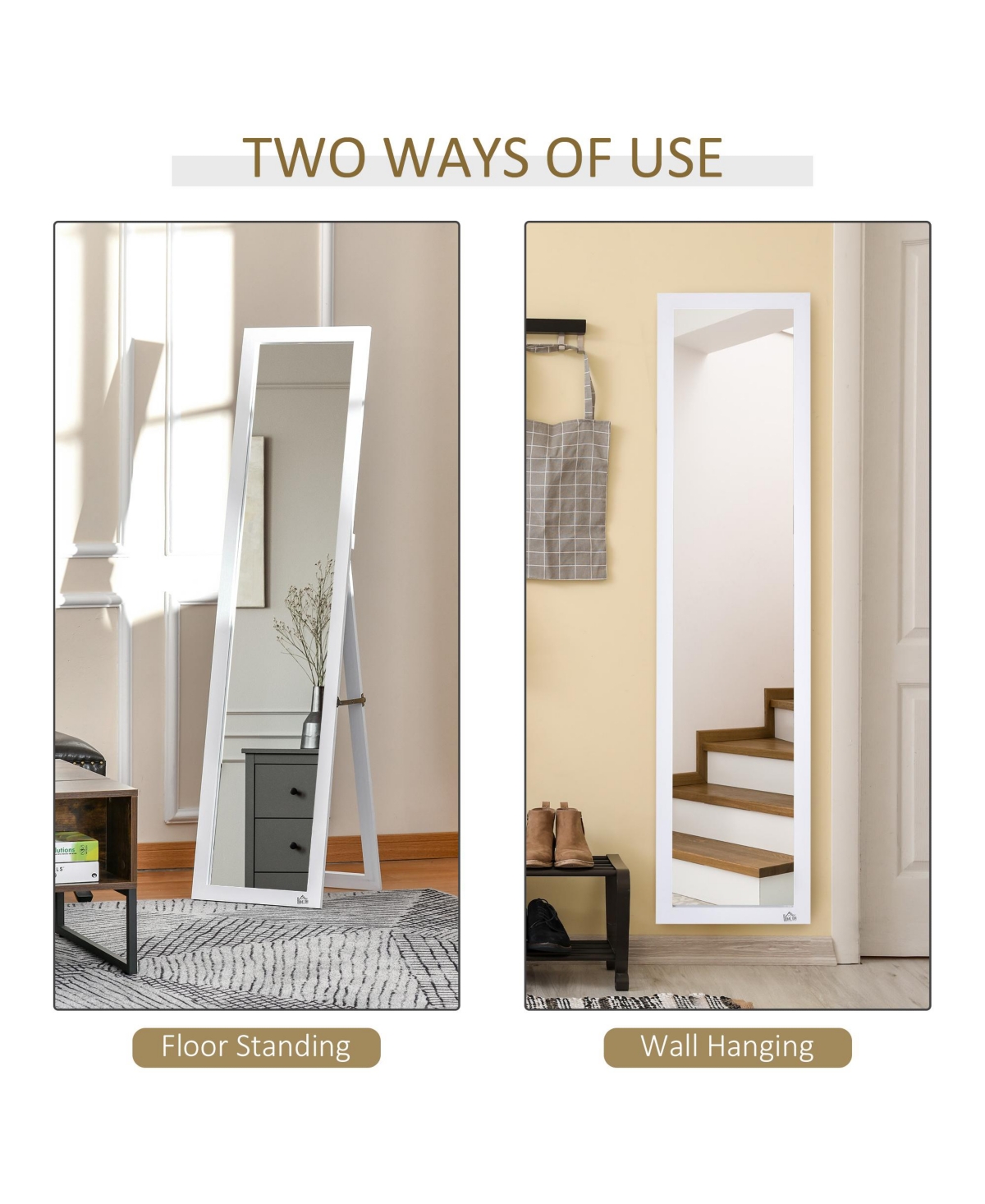 Homcom 62.5" Wall Hanging Full Length Mirror, Sding Bathroom Mirror,