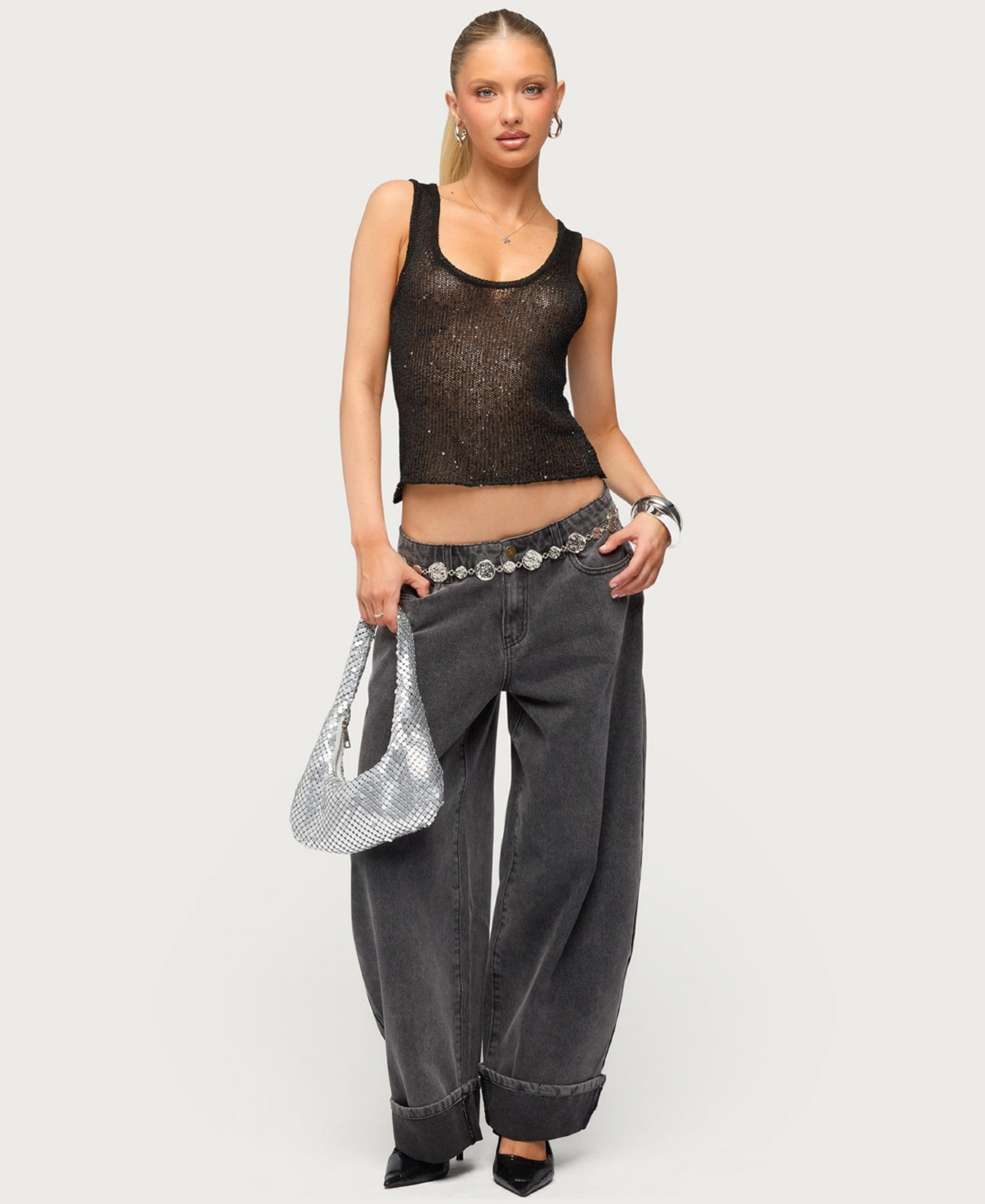 Edikted Women's Kella Low Rise Baggy Jeans