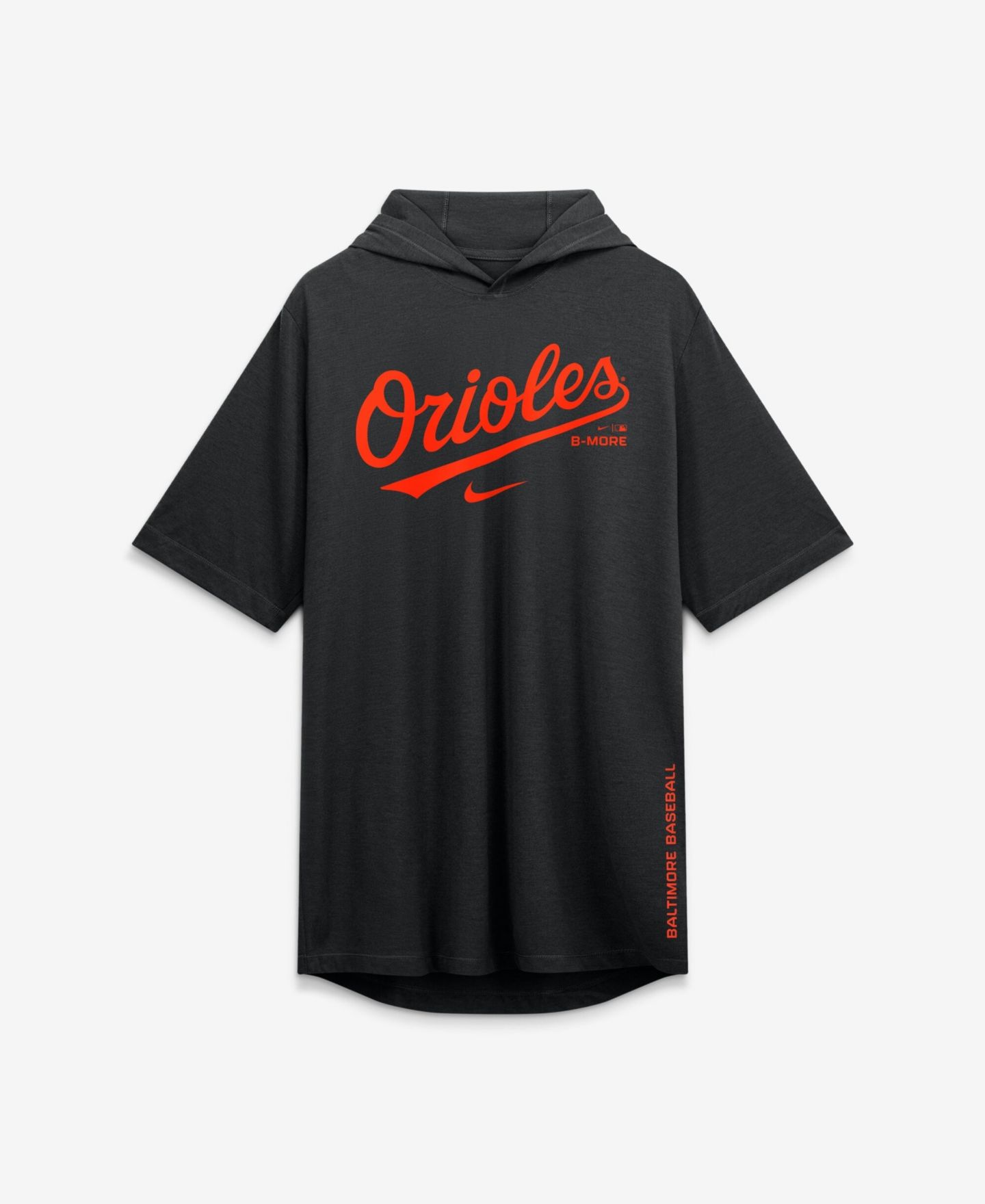 Мужская футболка Nike Black Baltimore Orioles Arched Wordmark Tri-Blend Hooded — фото 2