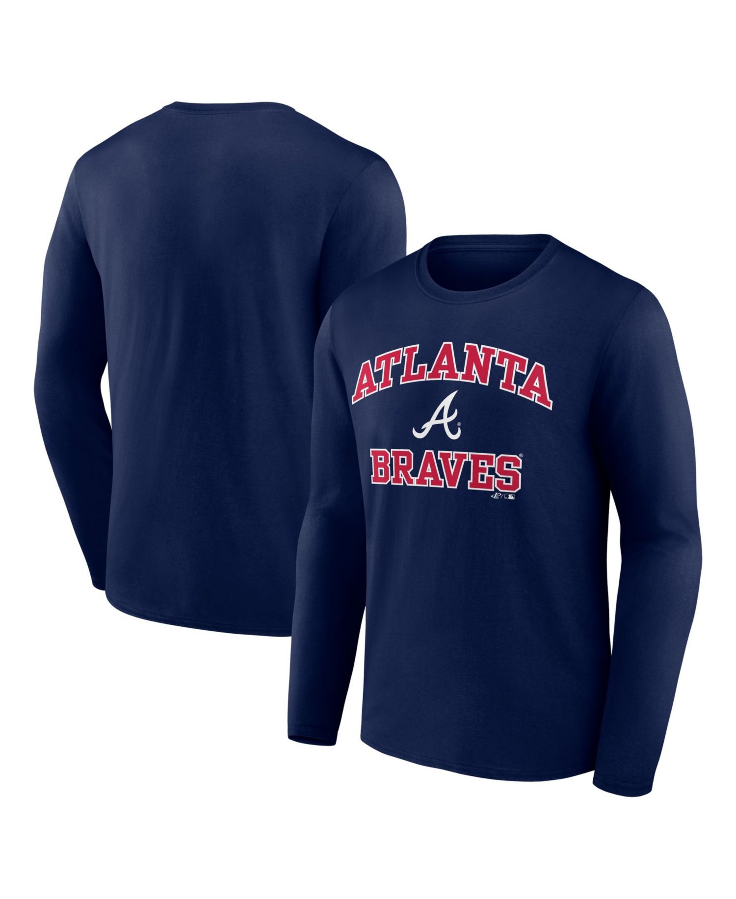 Men's Navy Atlanta Braves Heart & Soul Long Sleeve T-Shirt