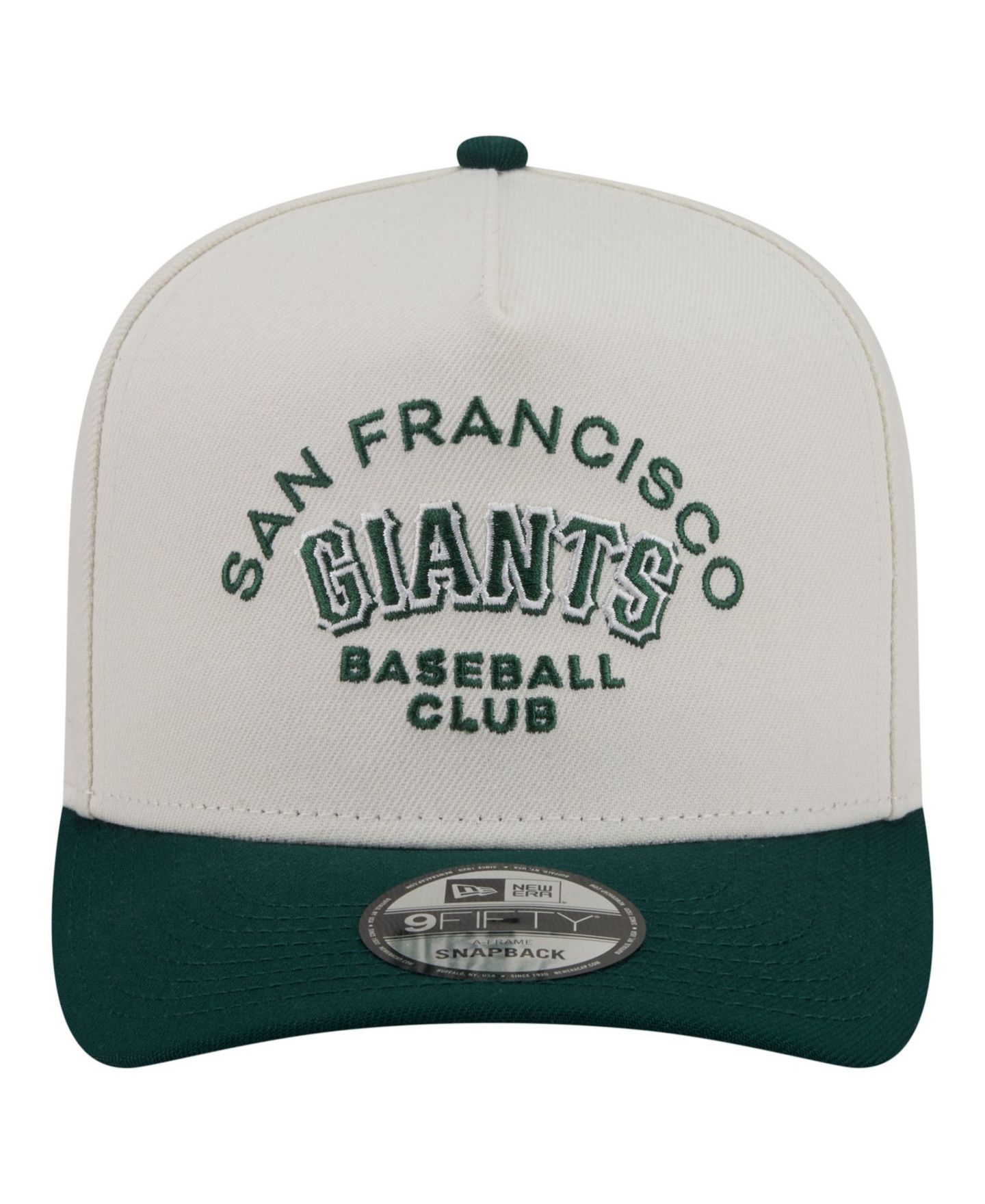 Мужская кепка New Era Cream/Dark Green San Francisco Giants Chrome A-Frame 9FIFTY Snapback Hat — фото 2