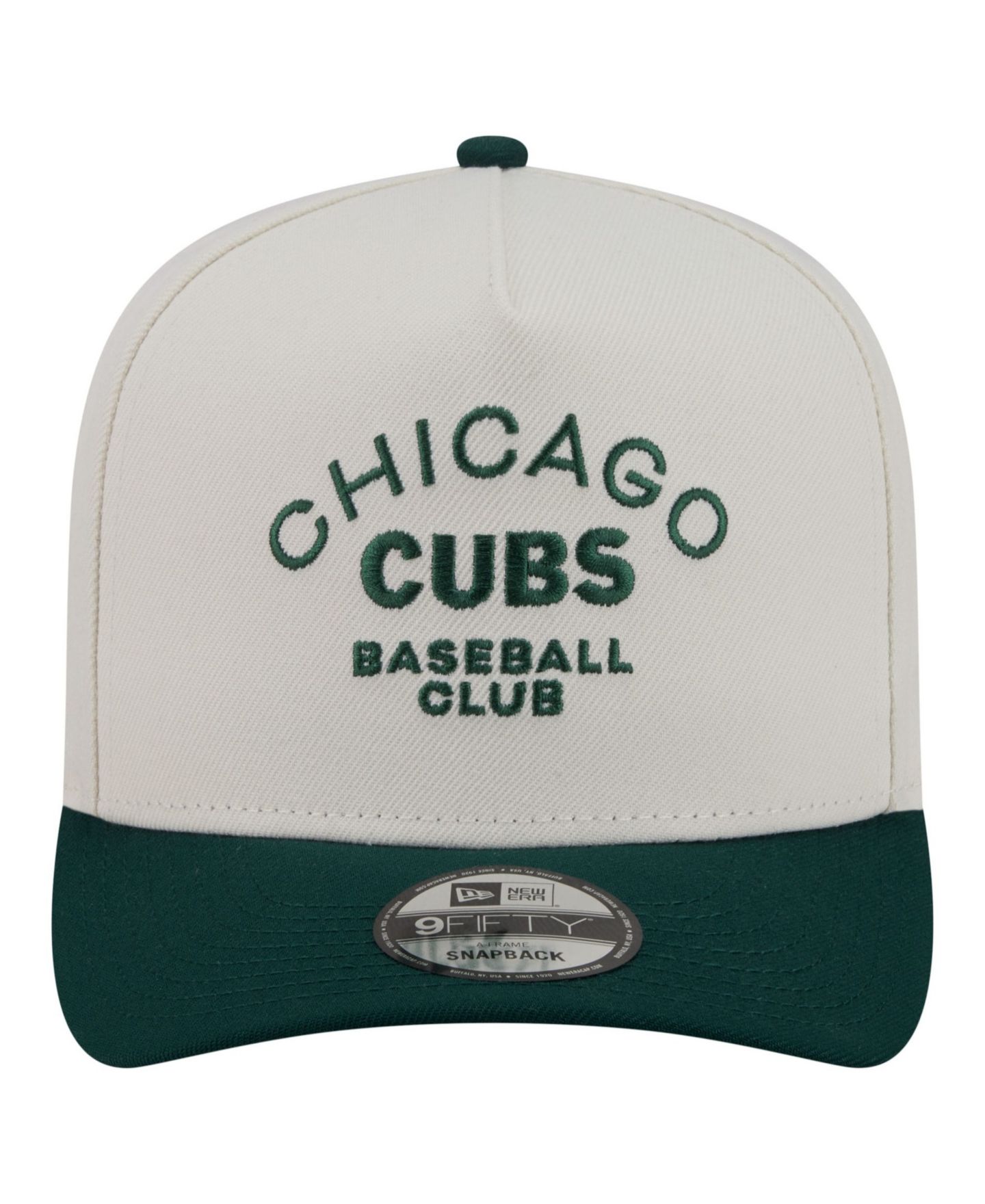 Мужская кепка-снэпбэк New Era Chicago Cubs Chrome A-Frame 9FIFTY, Cream/Dark Green — фото 2