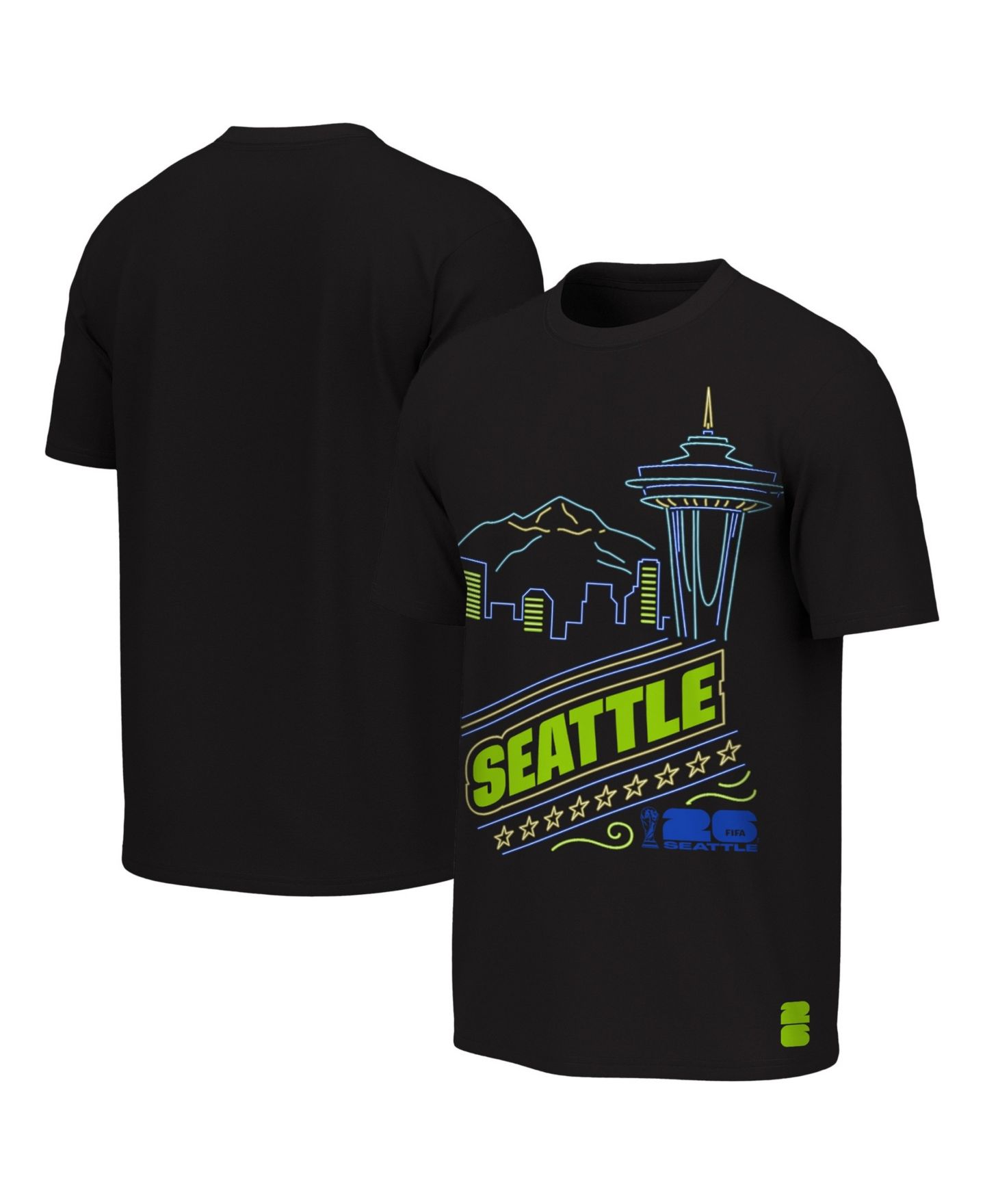 Детская футболка Outerstuff Black FIFA World Cup 2026 Seattle Neon City Night T-Shirt — фото 1