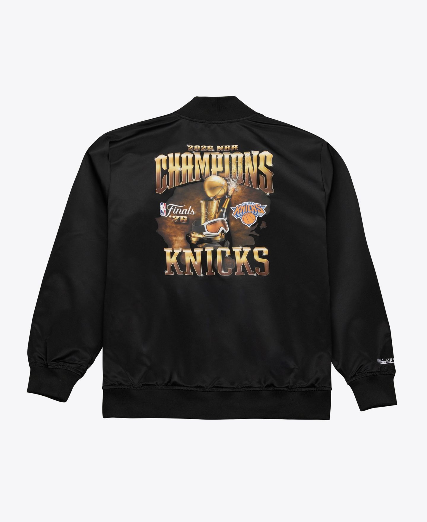 Мужская куртка Mitchell & Ness Black New York Knicks 2026 NBA Finals Champions Satin Full-Snap — фото 3