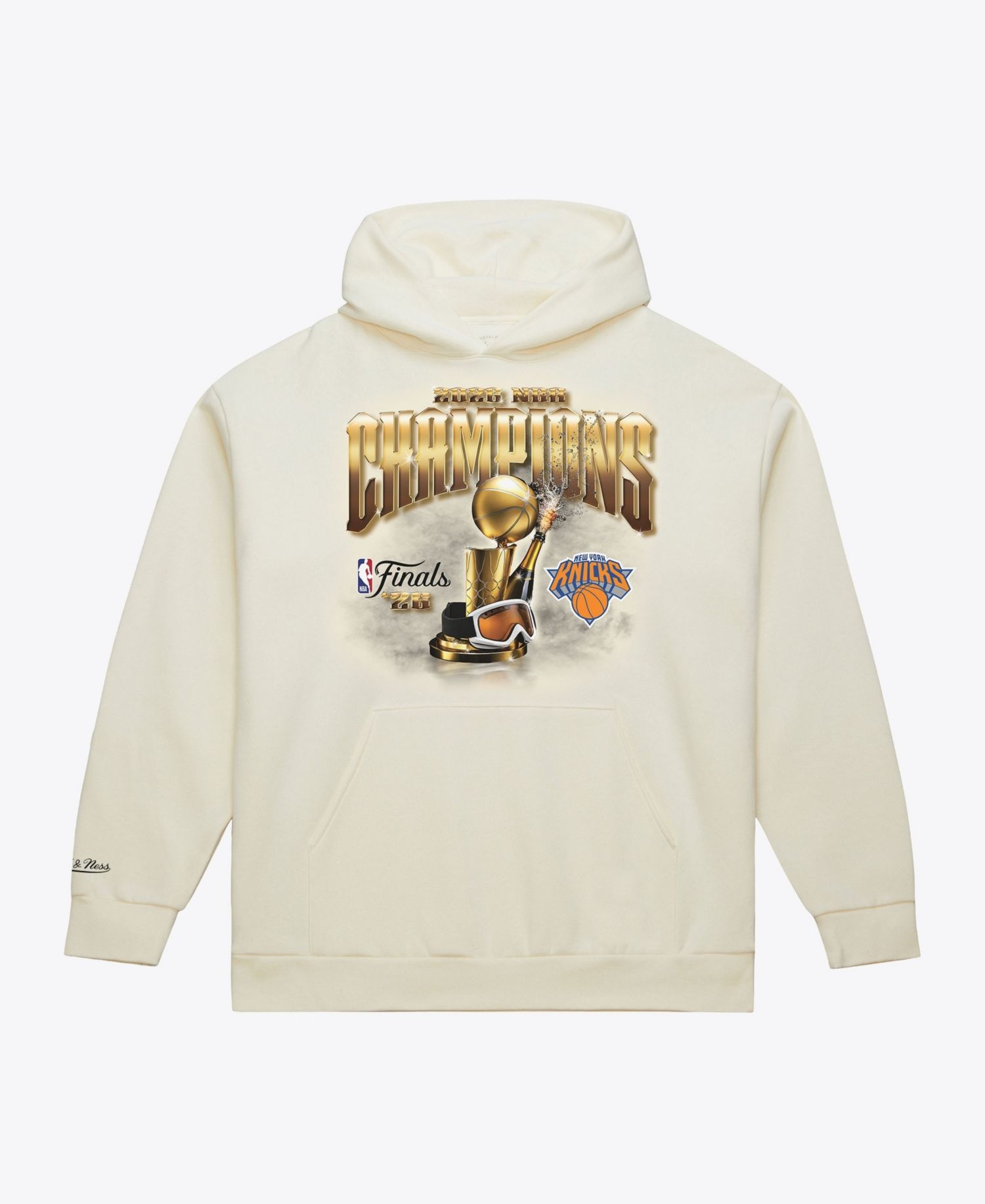Men's Cream New York Knicks 2026 NBA Finals Champions Hoodie