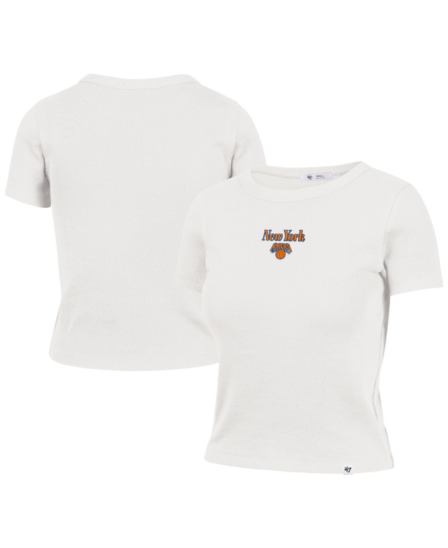 Women's Sand New York Knicks Straight Cut Baby Rib T-Shirt