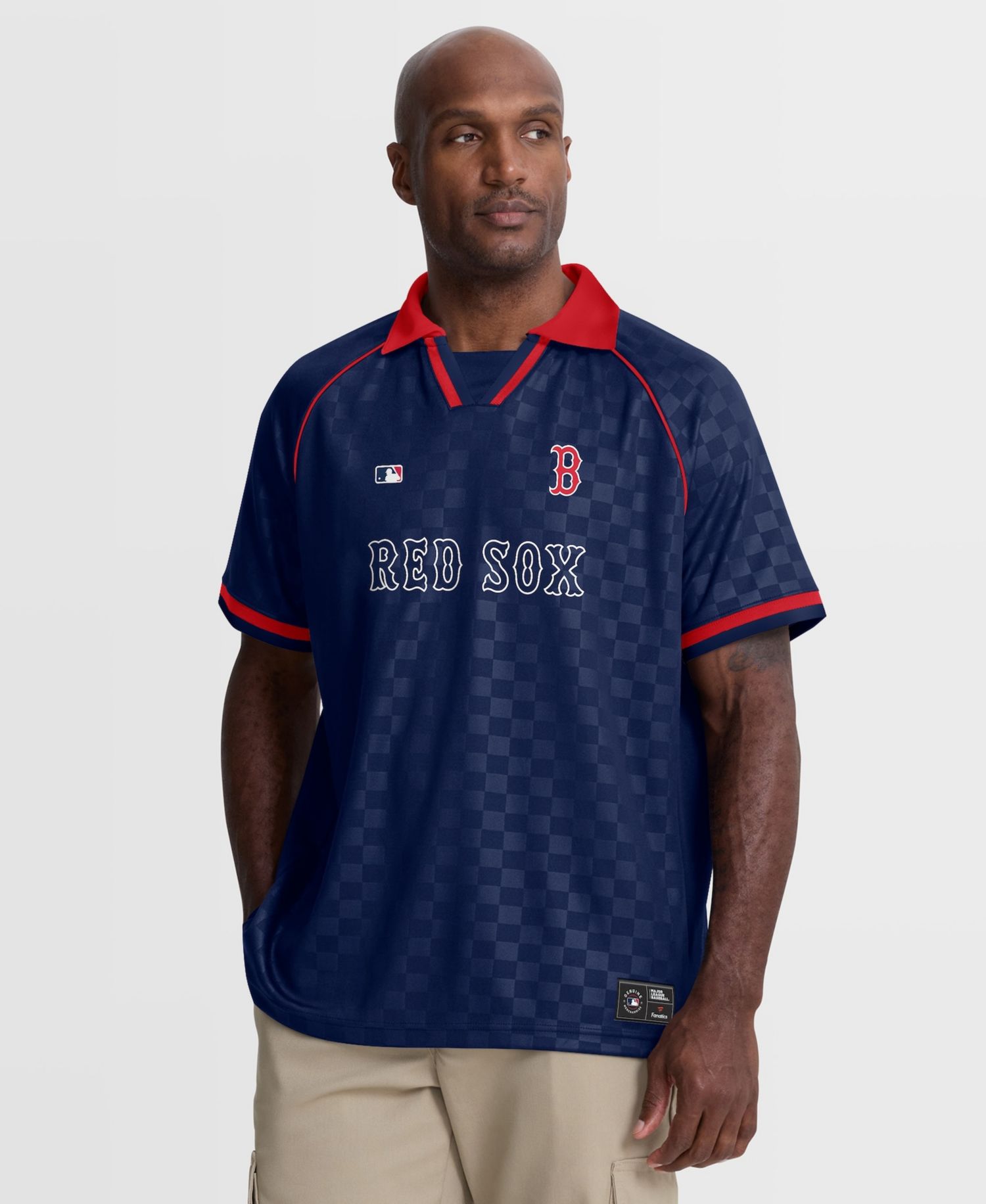 Men's Navy Boston Red Sox Homerun Raglan V-Neck Polo Shirt