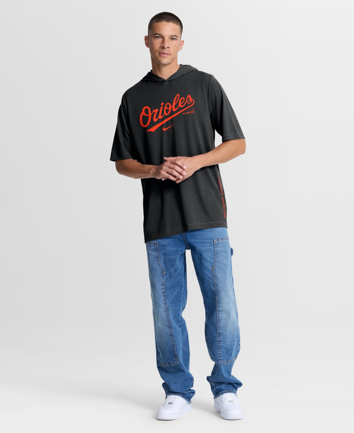 Nike Men's Black Baltimore Orioles Arched Wordmark Tri-Blend Hooded T-Shirt
