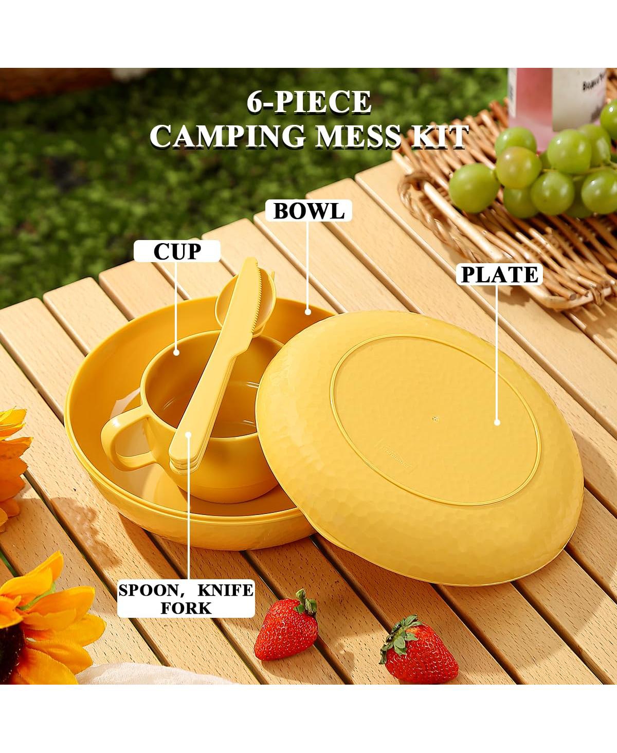 Piscifun Camping Mess Kit 5 Piece Plastic Utensils Set With Carry Bag For Travel Picnic Outdoor
