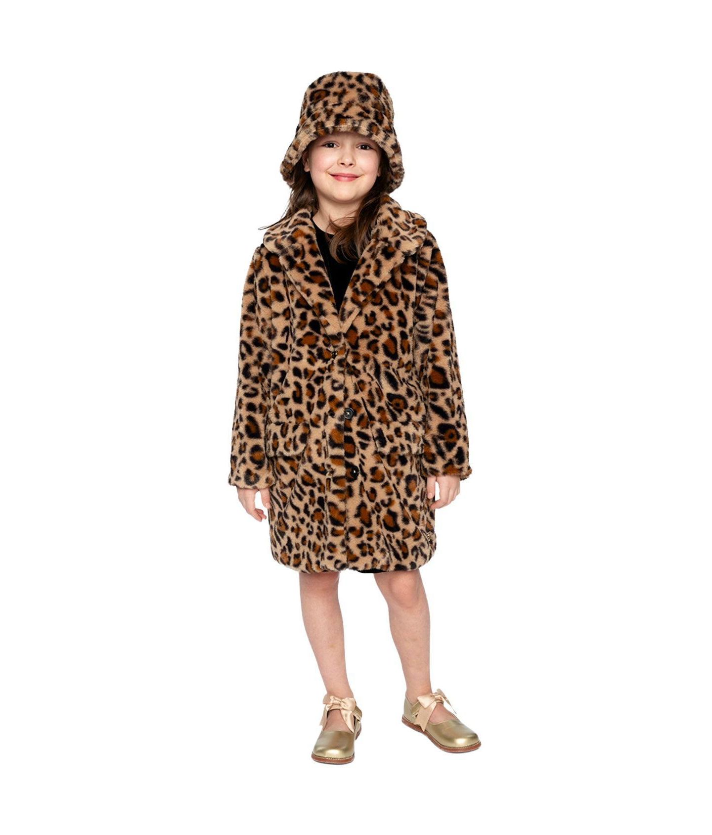 Куртка Deux par Deux Faux Fur Long Coat Leopard Print для девочек-малышей, цвет: Коричневый / Леопардовый — фото 3