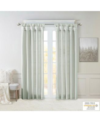 Twist Tab Lined Window Curtain Panel Dusty Aqua 50x108