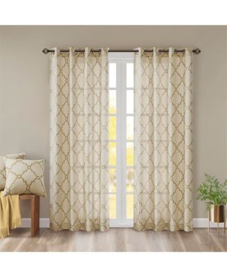 Fretwork Print Grommet Top Window Curtain Panel Only 1 Piece Panel