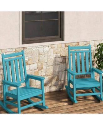 Set of 2 All Weather Resistant Outdoor HDPE Rocking Chair for Patio Front Porch