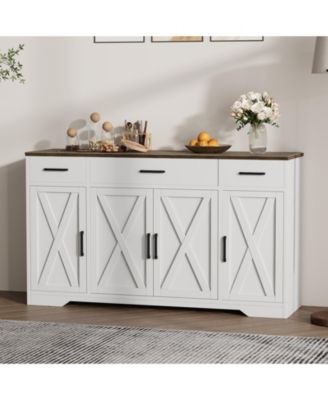 Buffet Sideboard Cabinet with 3 Drawers, Storage Shelves and Doors for Kitchen, Dining Room, Living Room