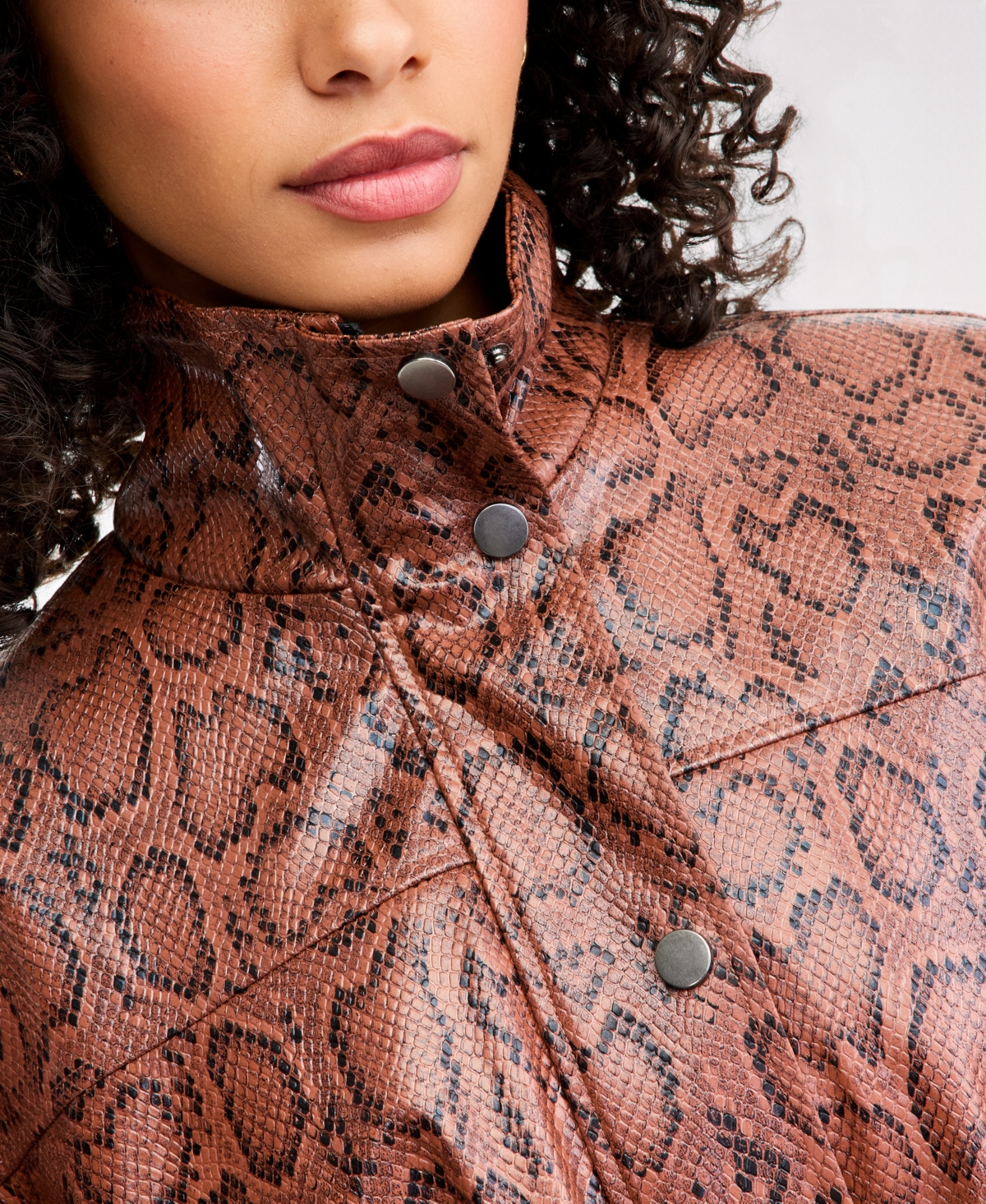 Bar Iii Women's Snake-Print Cropped Lightweight Bomber Jacket, Macy's Exclusive