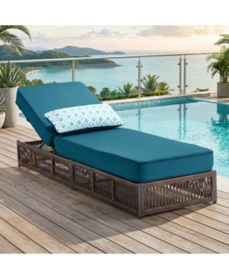 Outdoor Chaise Lounge, Wicker Recliner with Adjustable Backrest, 5inch Thick Water Repellent Cushions, Patio Rattan Lounge Chairs