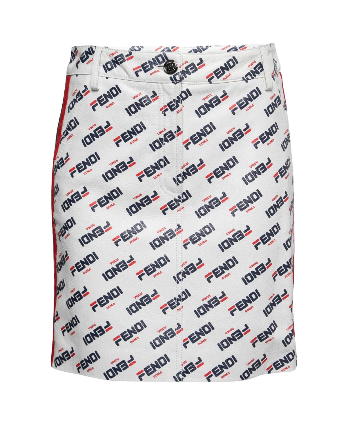 Pre-Owned Fendi Women's All Over Logo Print Leather Mini Skirt