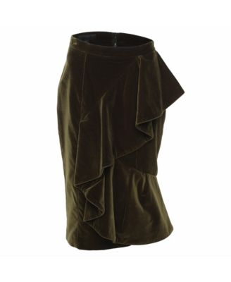 Women's Velvet Ruffle Pencil Skirt
