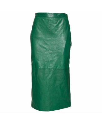 Women's Leather Pencil Midi Skirt