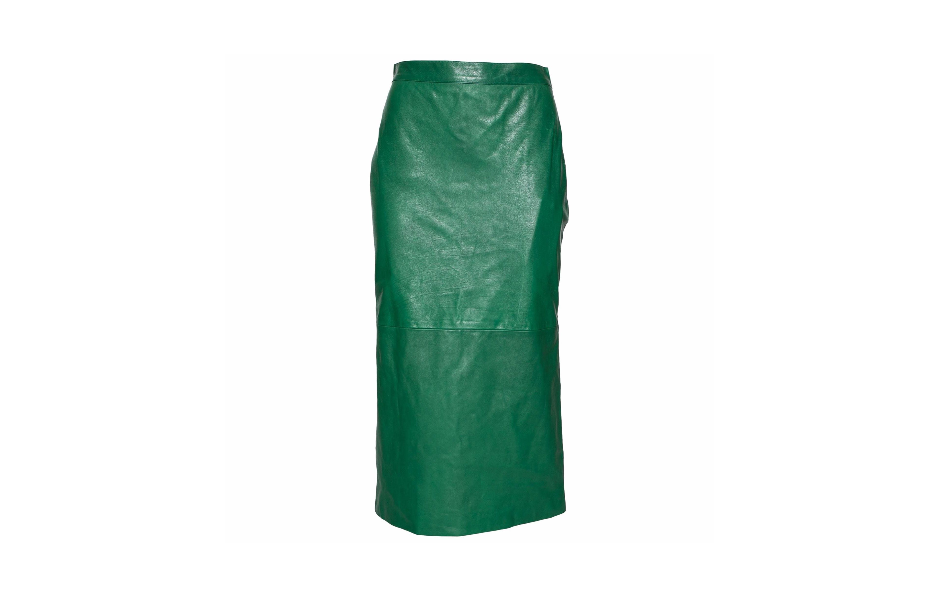 Pre-Owned Gucci Women's Leather Pencil Midi Skirt