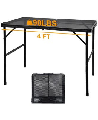 Camping Table Mesh Desktop Lightweight Portable Folding Grill Height Adjustable Metal Outdoor Cooking BBQ Picnic