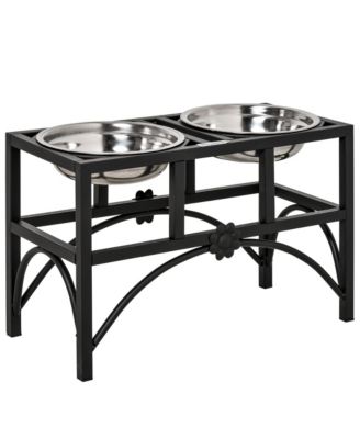 17 in Double Elevated Dog Bowls Stainless Steel Feeding Station