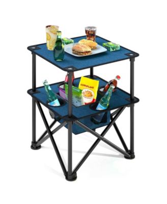 Folding Camping Table Portable Outdoor Picnic Lightweight Square Camp Cup Holders Food Basket Travel Bag