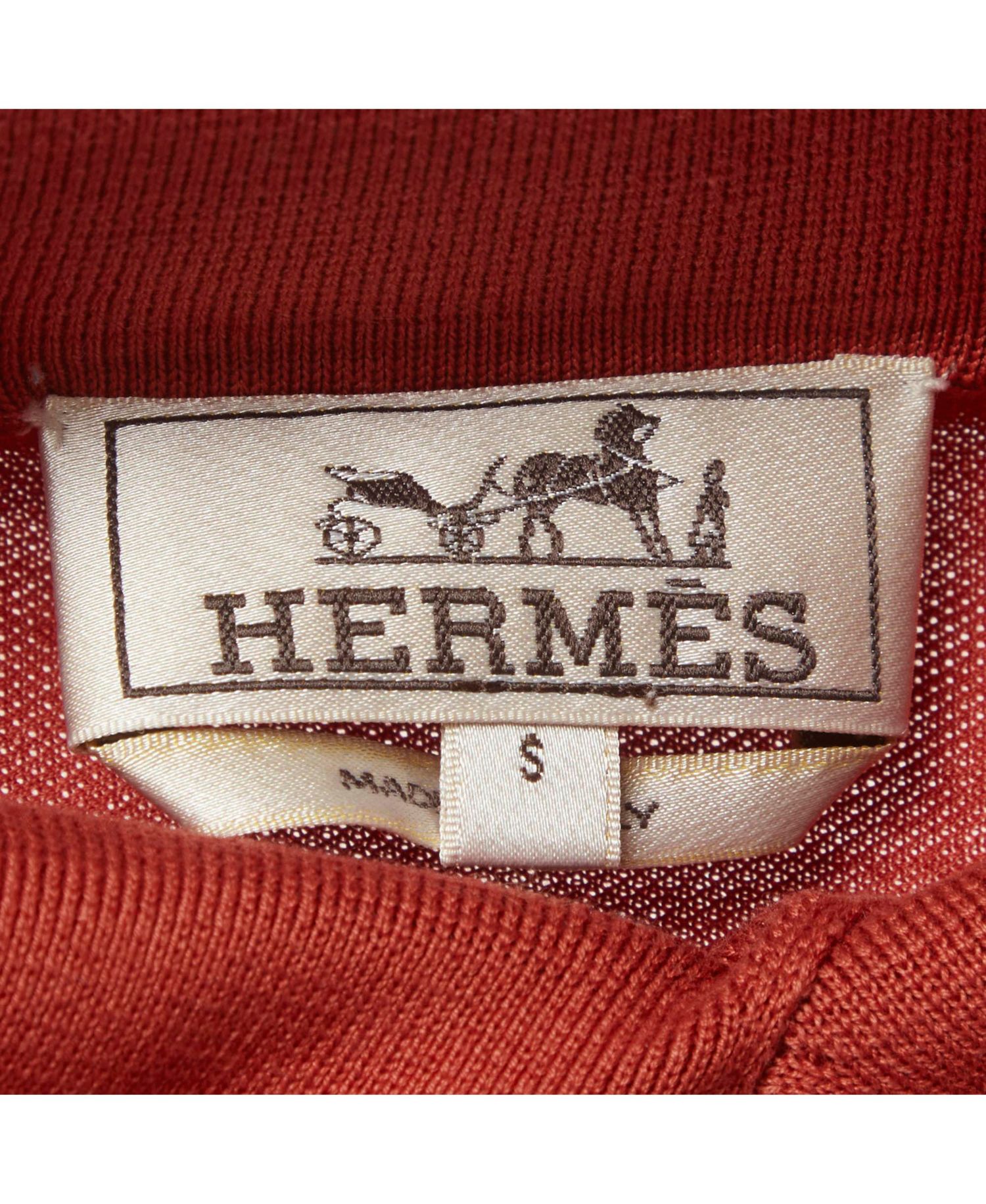 Pre-Owned HERMES Men's Burnt Pique Polo T-Shirt