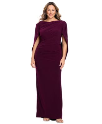 Plus Size Long-Sleeve Boat Neck Maxi Dress