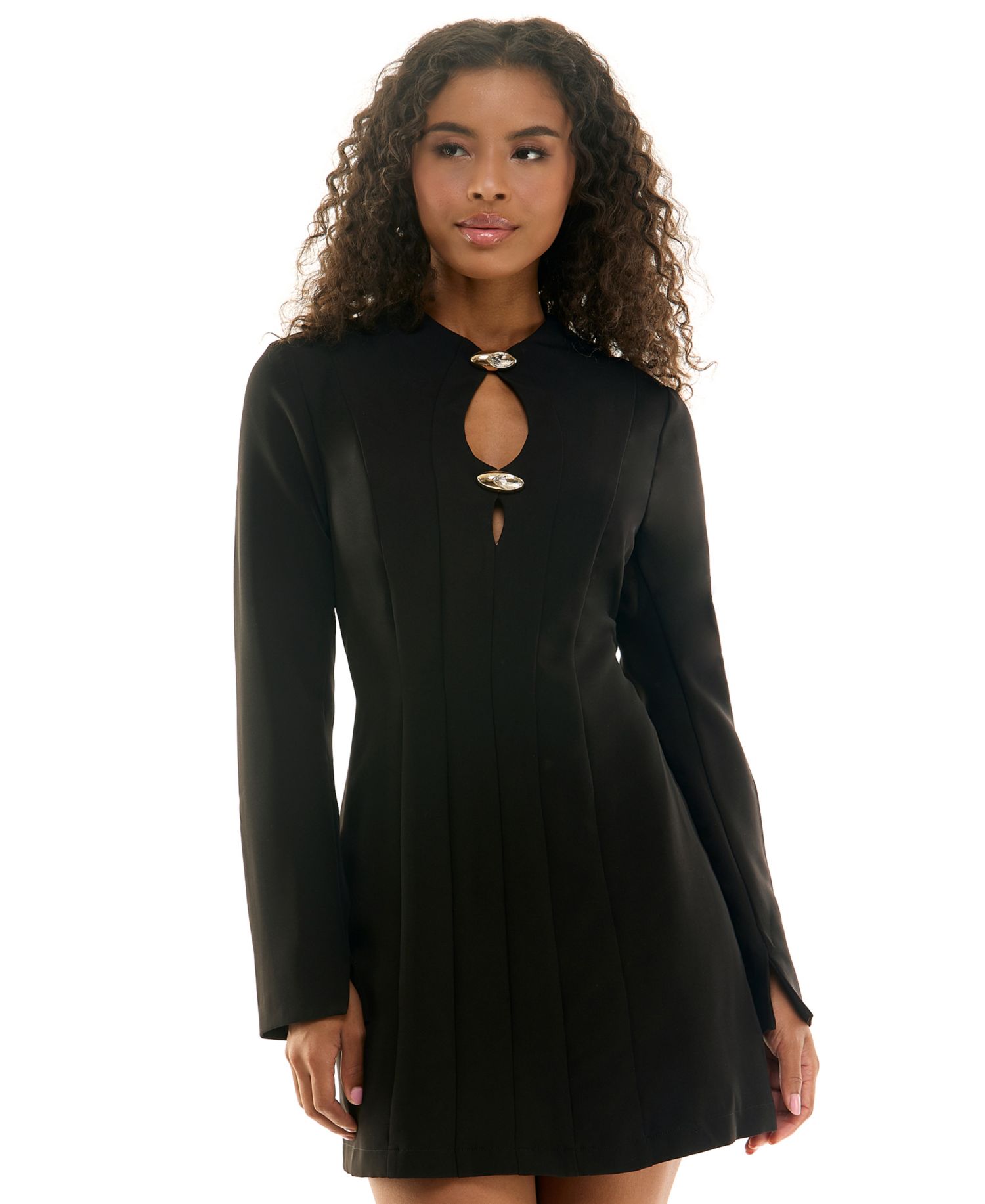 Juniors' Mock-Neck Mini Dress