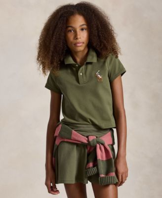 Girls' 7-16 Boxy Big Pony Stretch Short-Sleeve Polo Shirt