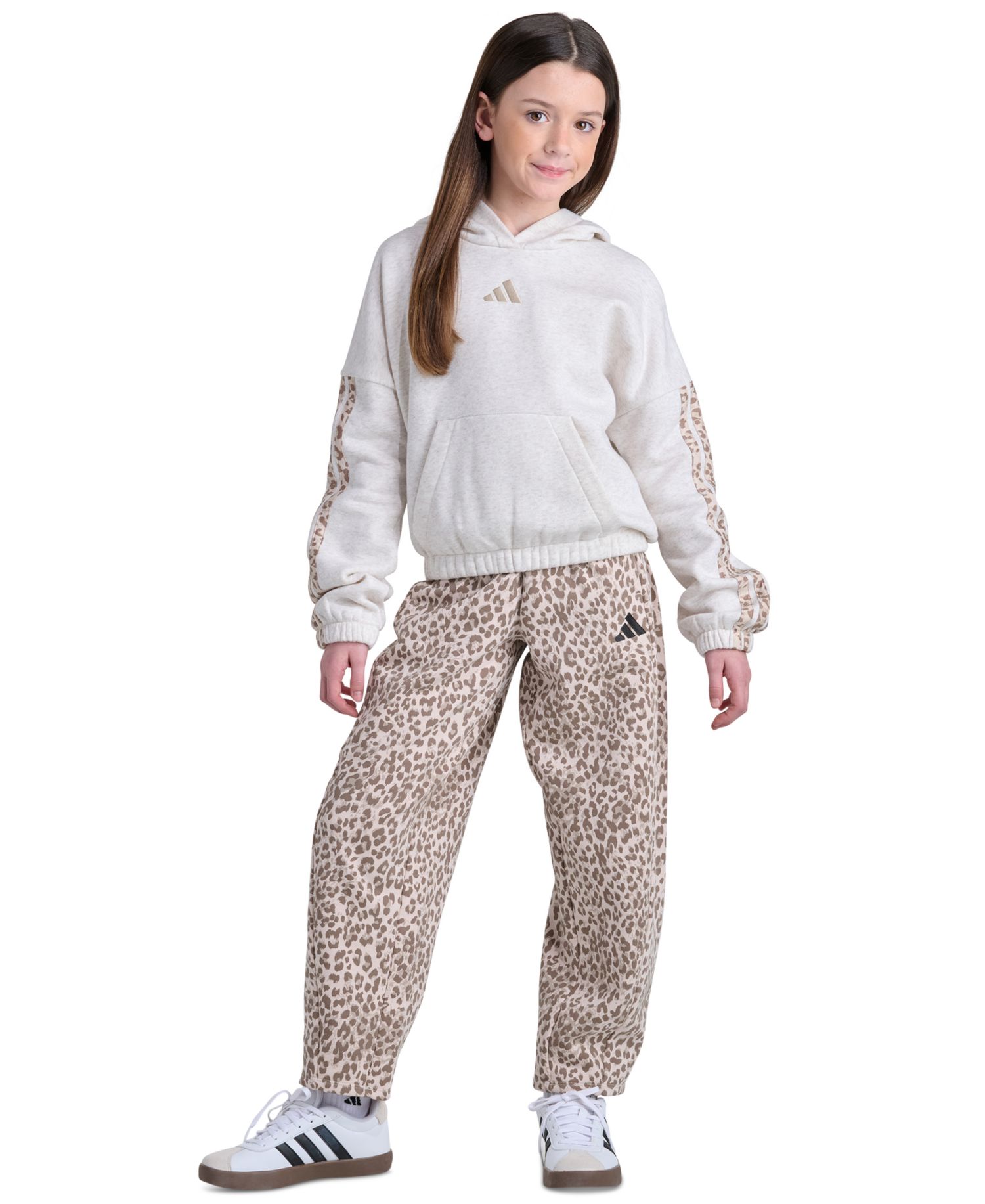 Girls' 8-16 Elastic Waistband Printed Barrel Leg Pants