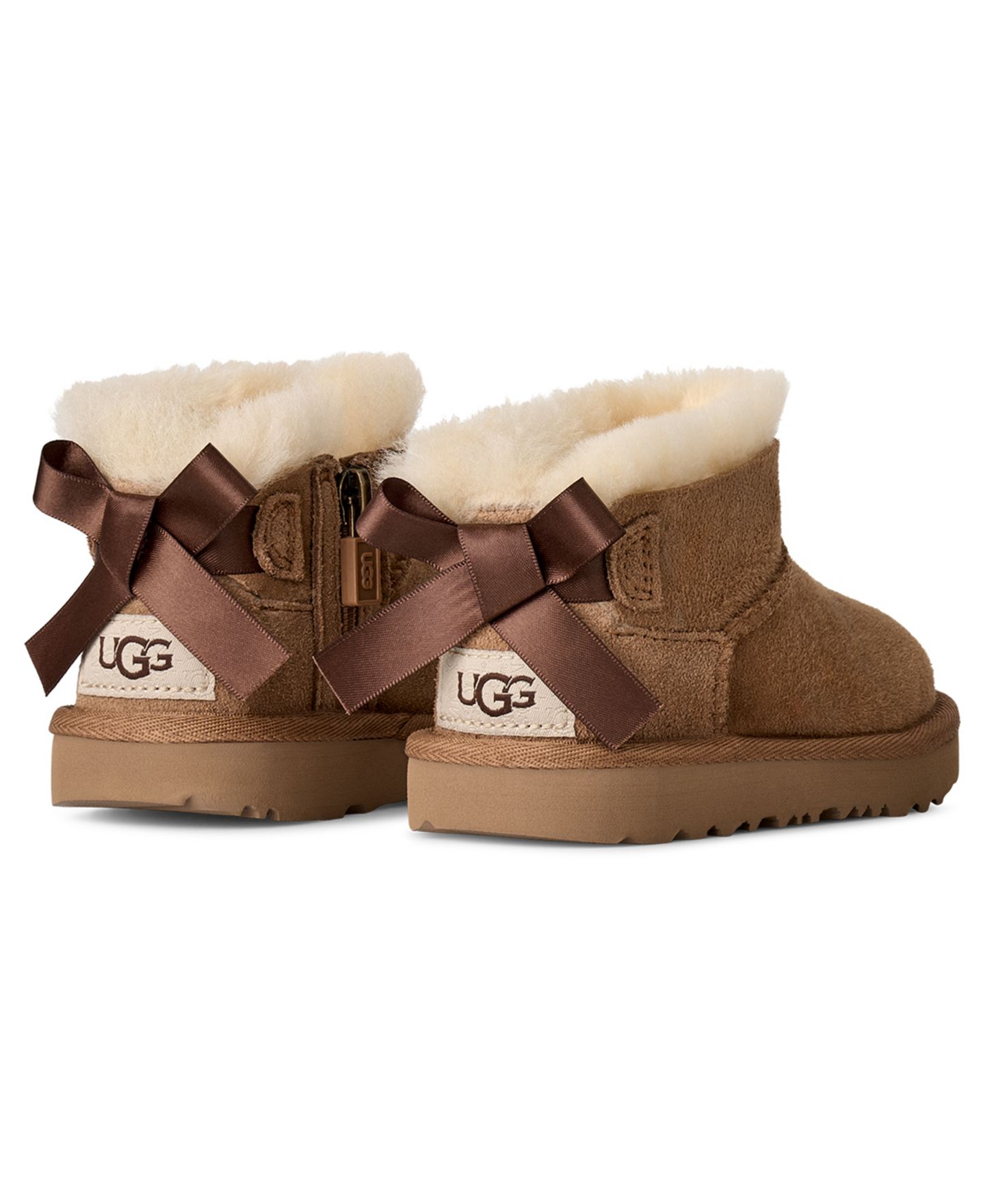 Ботинки UGG® Ultra Mini Bailey Bow Zipper Booties для девочек, цвет: Каштановый — фото 6