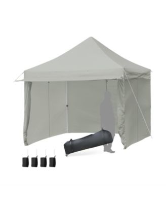 10 x 10 Feet Pop Up Gazebo with Five Removable Zippered Sidewalls and Awning
